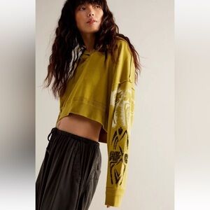 Free People Love Again Hoodie We The Free Floral Cropped Oversize Drop Sleeve